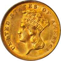1878 Three-Dollar Gold Piece. MS-64 (PCGS).