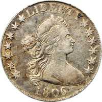 1806/5 Draped Bust Half Dollar. O-104a, T-1. Rarity-5. Large Stars. VF Details--Cleaned (PCGS).