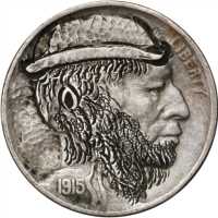 1915 Man with Beard and Cap. Host coin Extremely Fine.