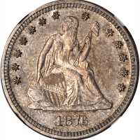 1876 Liberty Seated Quarter. MS-64 (NGC).