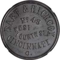 Ohio--Cincinnati. Undated (1861-1865) Bart & Hickcox. Fuld-165Ib-1h-bla. Rarity-8. Black Hard Rubber