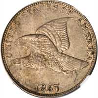 1857 Flying Eagle Cent. Type of 1857. AU-58 (NGC).