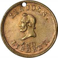 Undated (1861-1865) Lincoln / Axe and Log. Fuld-133/458 b. Rarity-5. Brass. 19.5 mm. AU-50 Lightly C
