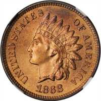 1868 Indian Cent. MS-65 RB (NGC).