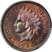 1886 Indian Cent. Type I Obverse. Unc Details--Cleaned (PCGS).