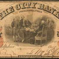 Philadelphia, Pennsylvania. City Bank. August 5, 1859. $5. Very Good.