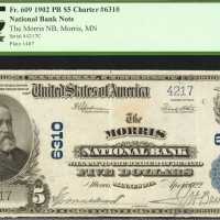 Morris, Minnesota. $5 1902 Plain Back. Fr. 609. The Morris NB. Charter #6310. PCGS Extremely Fine 40
