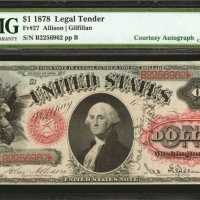 Fr. 27. 1878 $1 Legal Tender Note. PMG Choice Uncirculated 63.