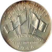 Lot of (2) 1946 United Nations Monetary Patterns. 37 mm. MS-60 Details--Cleaned (ANACS). OH.