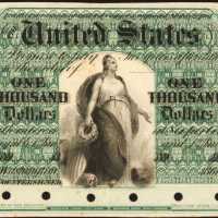 Fr. 202d (W-4400). 1861 $1000 Interest Bearing Note. PCGS New 61. Proof.