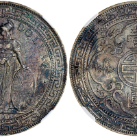 1900年英国贸易银元，NGC AU Details, 较多划痕， 少有年份