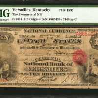 Versailles, Kentucky. $10 Original. Fr. 414. The Commercial NB. Charter #1835. PMG Very Good 10 Net.