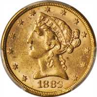 1882 Liberty Head Half Eagle. MS-62 (PCGS).