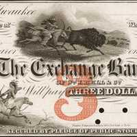 Milwaukee, Wisconsin. Exchange Bank. ND (18xx). $3. Choice Uncirculated. Proof.