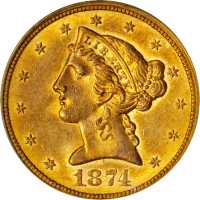 1874-S Liberty Head Half Eagle. AU-58 (PCGS). OGH.