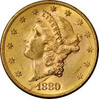 1880-S Liberty Head Double Eagle. MS-62 (PCGS).