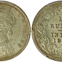 1891-C 印度1/4卢比银币，PCGS MS64