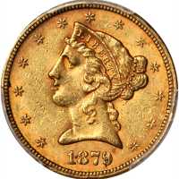 1879 Liberty Head Half Eagle. MS-61 (PCGS).