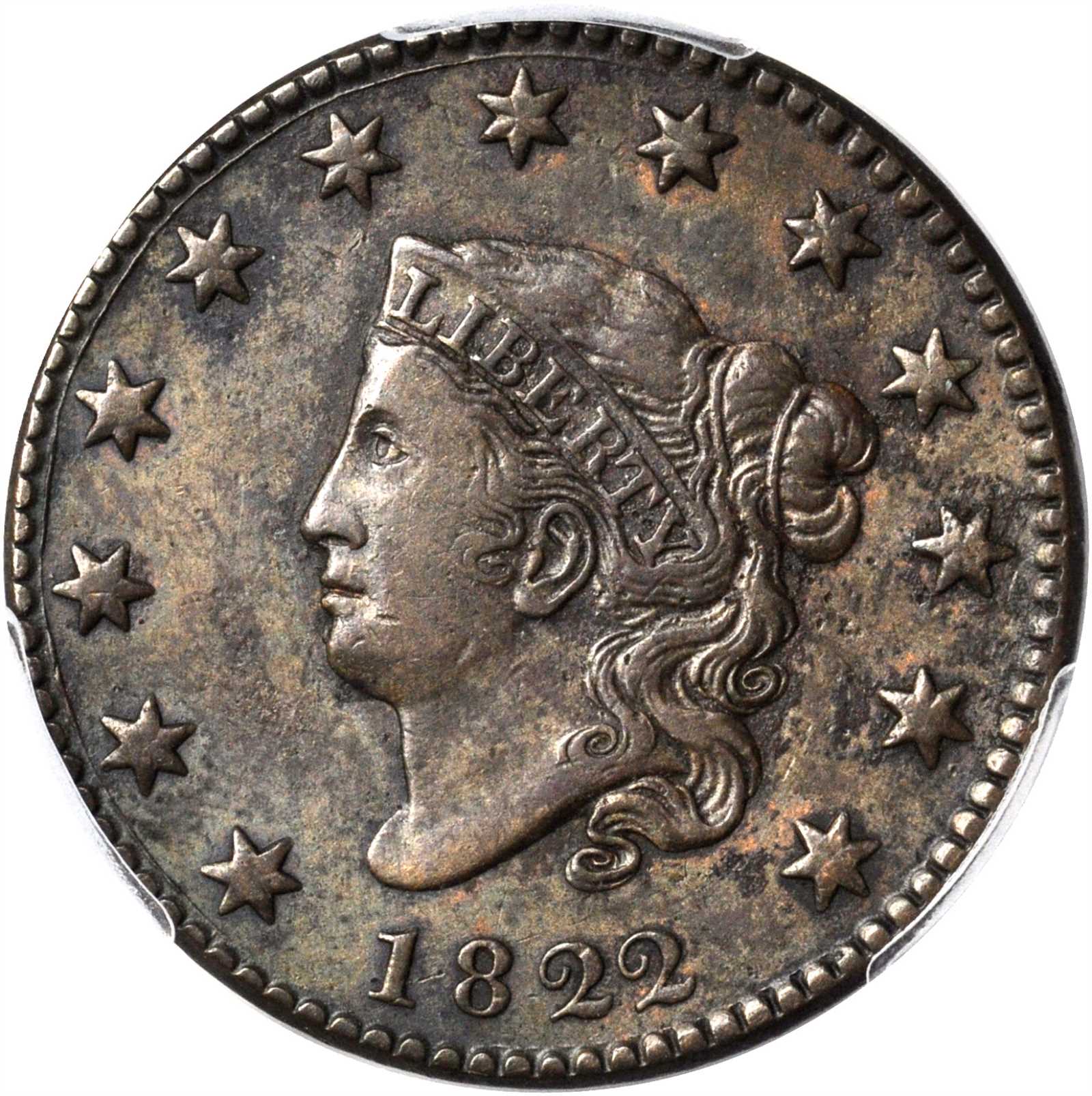 1822 Matron Head Cent. N-3. Rarity-2. EF Details--Environmental Damage (PCGS).