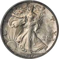 1917-S Walking Liberty Half Dollar. Reverse Mintmark. MS-64 (PCGS).