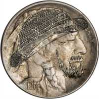 1914-D Man with Beard and Straw Hat. Host coin About Uncirculated.
