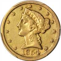 1854-D Liberty Head Half Eagle. Large D. VF-35 (PCGS).