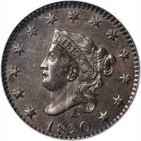 1820/19 Matron Head Cent. N-1. Rarity-1. MS-62 BN (PCGS).