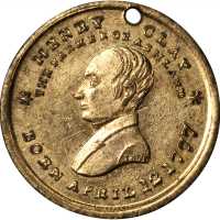 1844 Henry Clay. DeWitt-HC 1844-38. Brass. 24.2 mm. Choice About Uncirculated, pierced.