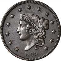 1835 Matron Head Cent. N-14. Rarity-2. Head of 1836. VF-30 Porous.