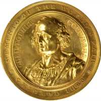 1893 Worlds Columbian Exposition Columbus Portrait Medal. Gilt Bronze. 59 mm. Eglit-105, var. Mint S