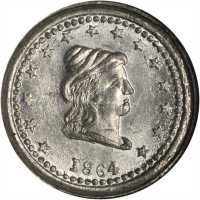 1864 Conical Cap Head / Our Navy. Fuld-42/336 e. Rarity-8. White Metal. 21 mm. MS-63 (NGC).