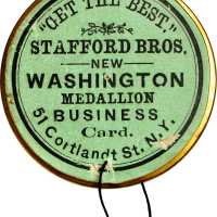 New York, New York. Stafford Bros. Bowers NY-7720. Gilt brass. 38 mm. Mint State.
