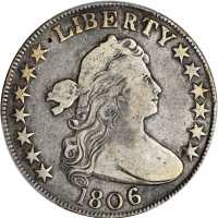 1806 Draped Bust Half Dollar. O-105, T-5. Rarity-2. Knobbed 6, Small Stars. Fine Details--Damage (PC