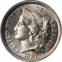 1887 Nickel Three-Cent Piece. MS-66 (PCGS). CAC.