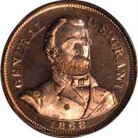 1868 Ulysses S. Grant. DeWitt-USG 1868-30. Copper. 28 mm. MS-65 RD DPL (NGC).