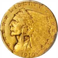 1910 Indian Quarter Eagle. Unc Details--Altered Surfaces (PCGS).
