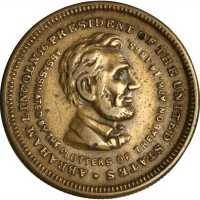 1865 Abraham Lincoln Martyr for Liberty Mortuary Medal. Brass. 21 mm. Cunningham 9-640B, King-283. C