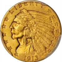 1913 Indian Quarter Eagle. MS-63 (PCGS).