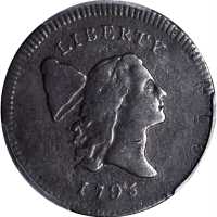 1795 Liberty Cap Half Cent. C-6a. Rarity-2. Plain Edge, No Pole. Thin Planchet--Overstruck on a Talb