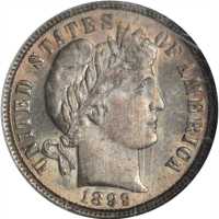 1899 Barber Dime. MS-65 (NGC). CAC.