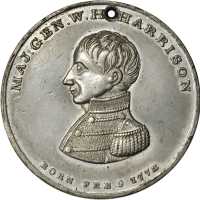1840 William Henry Harrison. DeWitt-WHH 1840-11. White metal. 37.1 mm. About Uncirculated, pierced.