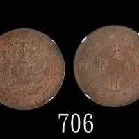大清铜币宣统年造制钱二十文，己酉，大头龙Tai-Ching-Ti-Kuo Hsuan Tung Copper Coin 20 Cash, ND (1909), large head dragon. N