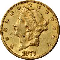 1877-CC Liberty Head Double Eagle. AU-53 (PCGS).