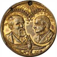 Group of seven 1888 Benjamin Harrison medalets. All pierced as issued, except where noted.