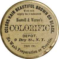 New York, New York. 1867 Bliss & Hutchinson. Bowers NY-3820. White metal. 38 mm. Choice About Uncirc