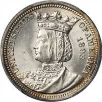 1893 Isabella Quarter. MS-63 (PCGS).