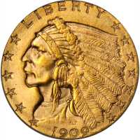 1909 Indian Quarter Eagle. MS-65 (PCGS).