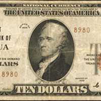 Alachua, Florida. $10 1929 Ty. 2. Fr. 1801-2. The First NB. Charter #8980. Very Fine.