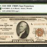 Fr. 1860-L. 1929 $10 Federal Reserve Bank Note. San Francisco. PMG Choice Uncirculated 63.