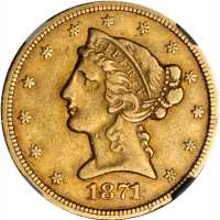 1871-CC Liberty Head Half Eagle. EF-40 (NGC).